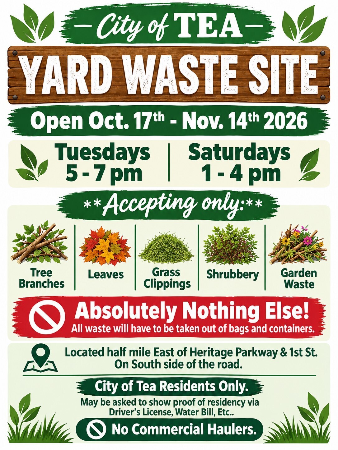 City Of Tea Yard Waste Flyer Fall 2026